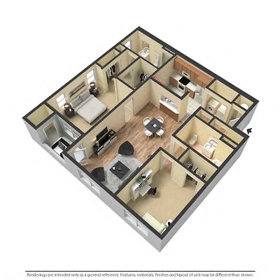Floor plan for 2 beds, 2 baths, 1148 sqft